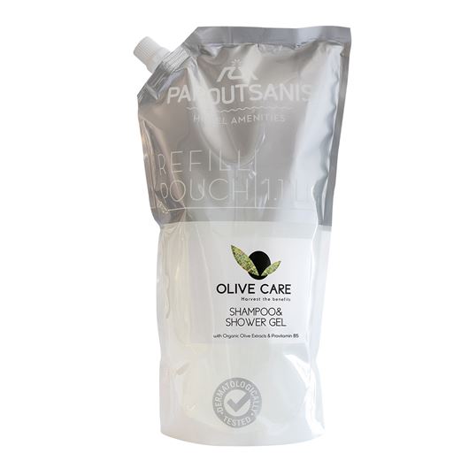 Refil, šampon in gel za tuširanje, 2 v 1, Olive Care, 1100 ml za ponovno polnjenje dispenserjev - 6 kos